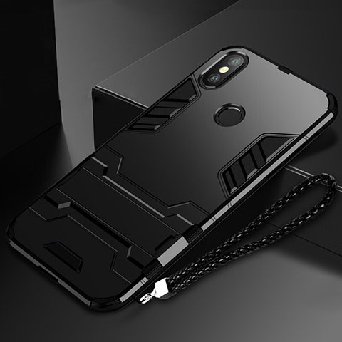 Coque Contour Silicone et Plastique Housse Etui Mat avec Support pour Xiaomi Mi Mix 3 Noir