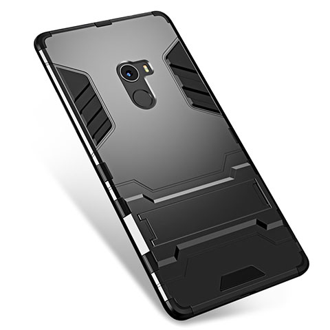 Coque Contour Silicone et Plastique Housse Etui Mat avec Support pour Xiaomi Mi Mix Noir