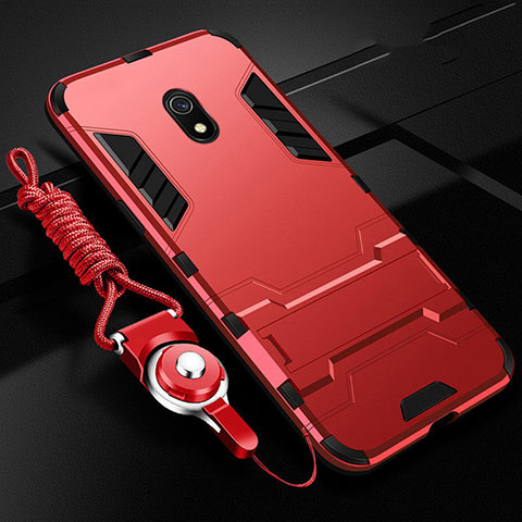 Coque Contour Silicone et Plastique Housse Etui Mat avec Support pour Xiaomi Redmi 8A Rouge