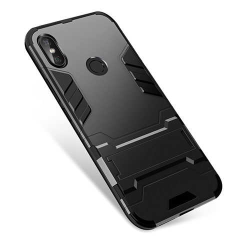 Coque Contour Silicone et Plastique Housse Etui Mat avec Support pour Xiaomi Redmi Note 5 Noir