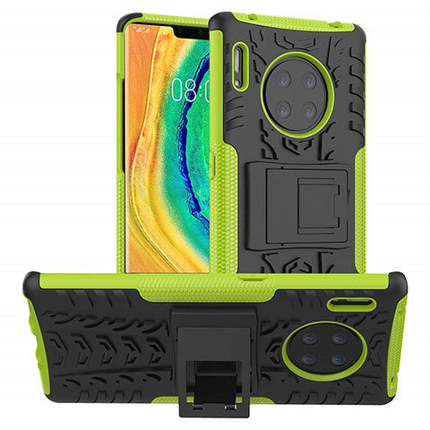 Coque Contour Silicone et Plastique Housse Etui Mat avec Support R01 pour Huawei Mate 30 Pro Vert