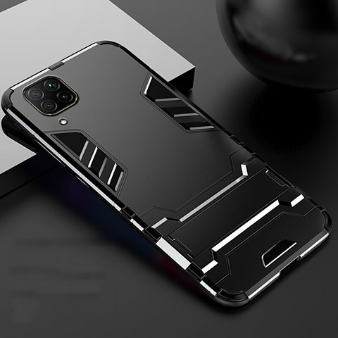 Coque Contour Silicone et Plastique Housse Etui Mat avec Support R01 pour Huawei Nova 7i Noir