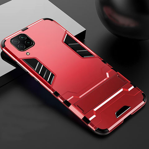 Coque Contour Silicone et Plastique Housse Etui Mat avec Support R01 pour Huawei Nova 7i Rouge