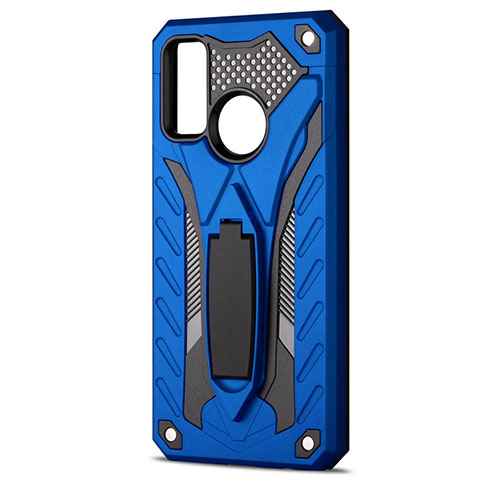 Coque Contour Silicone et Plastique Housse Etui Mat avec Support R01 pour Huawei Nova Lite 3 Plus Bleu