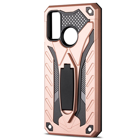 Coque Contour Silicone et Plastique Housse Etui Mat avec Support R01 pour Huawei P Smart (2020) Or Rose