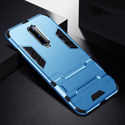 Coque Contour Silicone et Plastique Housse Etui Mat avec Support R01 pour Oppo R17 Pro Bleu Ciel