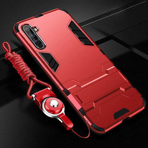 Coque Contour Silicone et Plastique Housse Etui Mat avec Support R01 pour Realme X50 Pro 5G Rouge