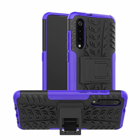 Coque Contour Silicone et Plastique Housse Etui Mat avec Support R01 pour Samsung Galaxy A70 Violet