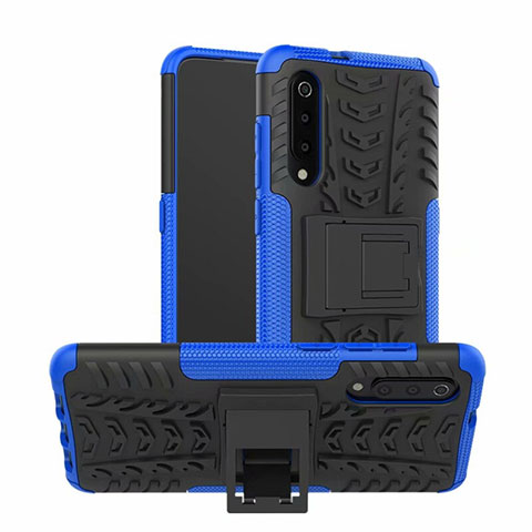 Coque Contour Silicone et Plastique Housse Etui Mat avec Support R01 pour Samsung Galaxy A70S Bleu