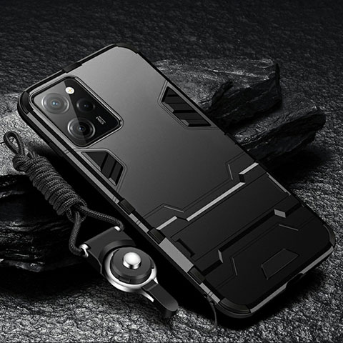 Coque Contour Silicone et Plastique Housse Etui Mat avec Support R01 pour Xiaomi Redmi Note 12 Pro Speed 5G Noir