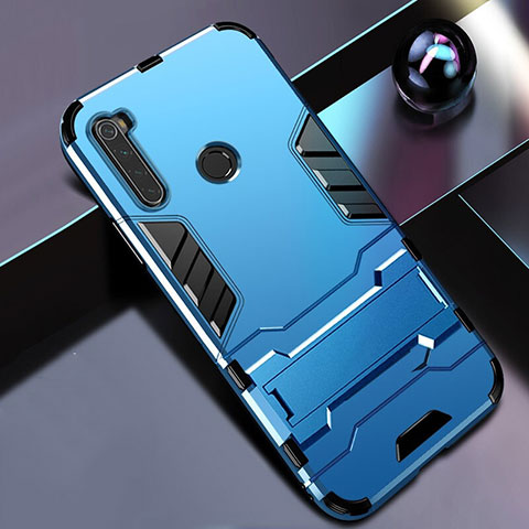 Coque Contour Silicone et Plastique Housse Etui Mat avec Support R01 pour Xiaomi Redmi Note 8T Bleu Ciel