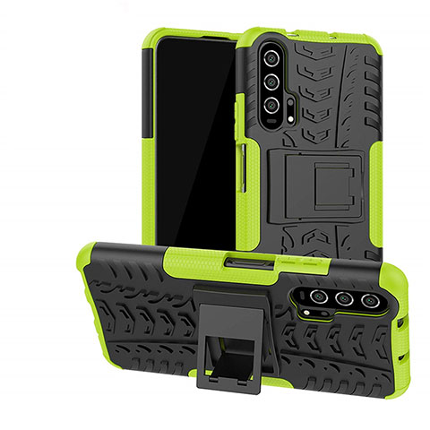 Coque Contour Silicone et Plastique Housse Etui Mat avec Support R02 pour Huawei Honor 20 Pro Vert