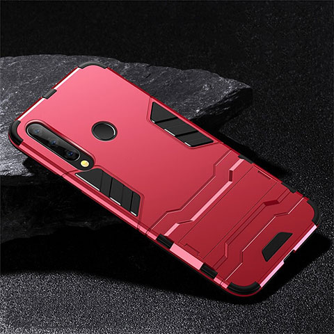 Coque Contour Silicone et Plastique Housse Etui Mat avec Support R02 pour Huawei Honor 20E Rouge