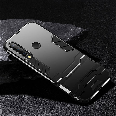 Coque Contour Silicone et Plastique Housse Etui Mat avec Support R02 pour Huawei Honor 20i Noir