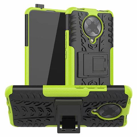 Coque Contour Silicone et Plastique Housse Etui Mat avec Support R02 pour Xiaomi Poco F2 Pro Vert