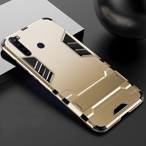 Coque Contour Silicone et Plastique Housse Etui Mat avec Support R02 pour Xiaomi Redmi Note 8 Or