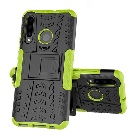 Coque Contour Silicone et Plastique Housse Etui Mat avec Support R03 pour Huawei Honor 10i Vert