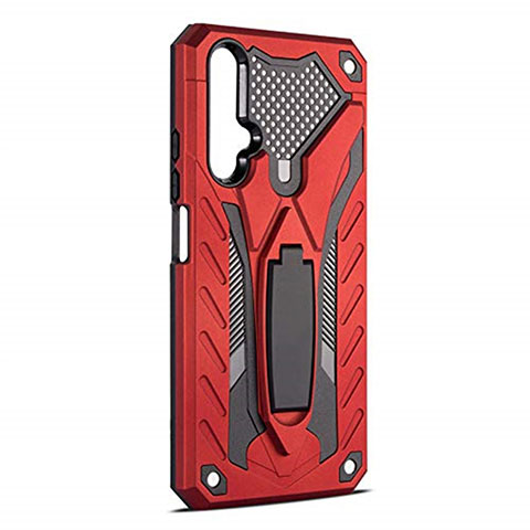 Coque Contour Silicone et Plastique Housse Etui Mat avec Support R04 pour Huawei Honor 20 Rouge