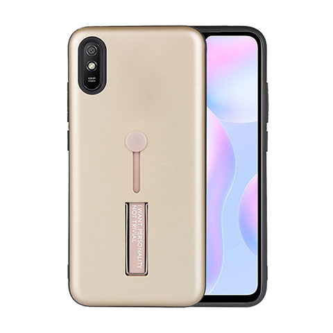 Coque Contour Silicone et Plastique Housse Etui Mat avec Support R05 pour Xiaomi Redmi 9i Or