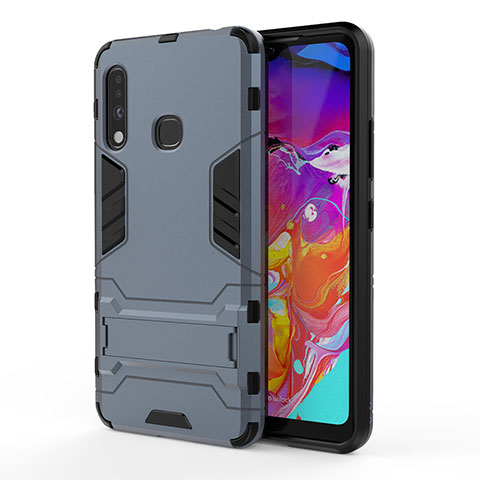 Coque Contour Silicone et Plastique Housse Etui Mat avec Support T01 pour Samsung Galaxy A70E Bleu