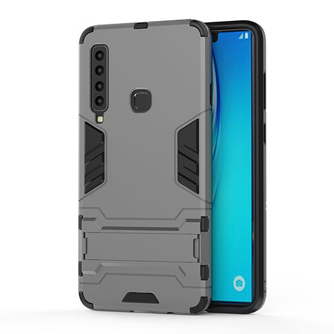 Coque Contour Silicone et Plastique Housse Etui Mat avec Support T01 pour Samsung Galaxy A9 (2018) A920 Gris