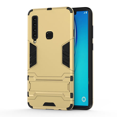 Coque Contour Silicone et Plastique Housse Etui Mat avec Support T01 pour Samsung Galaxy A9 (2018) A920 Or