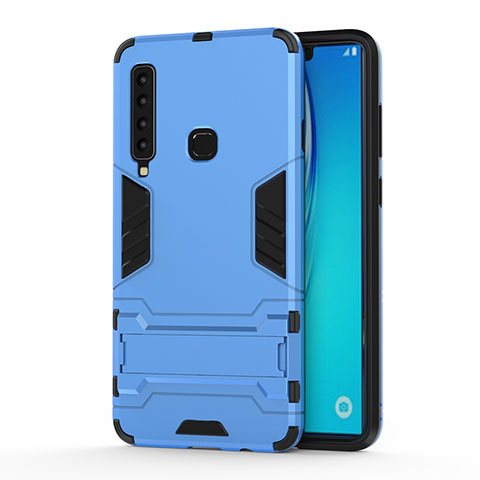 Coque Contour Silicone et Plastique Housse Etui Mat avec Support T01 pour Samsung Galaxy A9 Star Pro Bleu Ciel