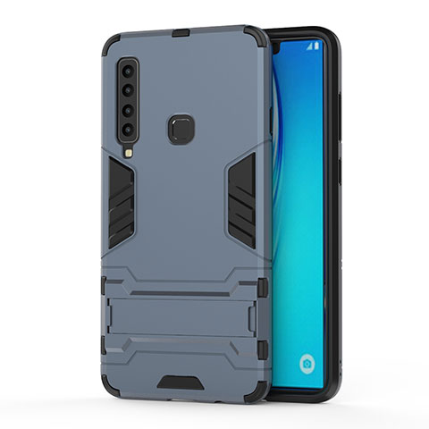 Coque Contour Silicone et Plastique Housse Etui Mat avec Support T01 pour Samsung Galaxy A9s Bleu