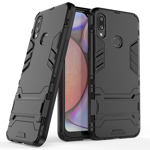 Coque Contour Silicone et Plastique Housse Etui Mat avec Support T02 pour Samsung Galaxy A10s Noir