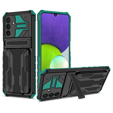 Coque Contour Silicone et Plastique Housse Etui Mat avec Support YF1 pour Samsung Galaxy A04s Vert