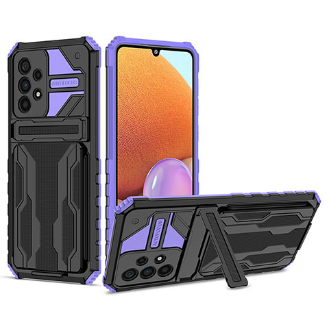 Coque Contour Silicone et Plastique Housse Etui Mat avec Support YF1 pour Samsung Galaxy A33 5G Violet