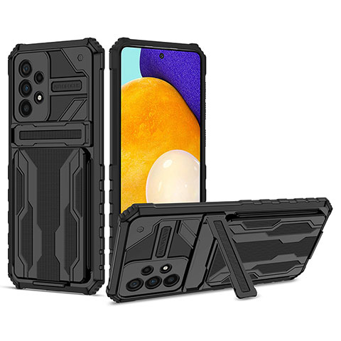 Coque Contour Silicone et Plastique Housse Etui Mat avec Support YF1 pour Samsung Galaxy A53 5G Noir