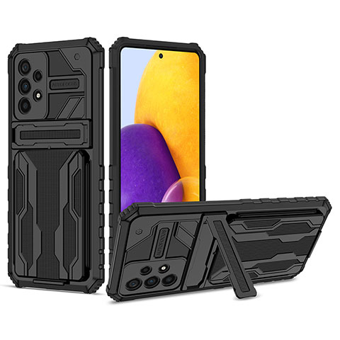 Coque Contour Silicone et Plastique Housse Etui Mat avec Support YF1 pour Samsung Galaxy A73 5G Noir