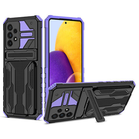 Coque Contour Silicone et Plastique Housse Etui Mat avec Support YF1 pour Samsung Galaxy A73 5G Violet