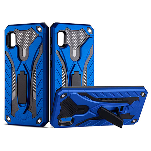 Coque Contour Silicone et Plastique Housse Etui Mat avec Support YF2 pour Samsung Galaxy A10e Bleu