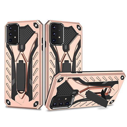 Coque Contour Silicone et Plastique Housse Etui Mat avec Support YF2 pour Samsung Galaxy A52 5G Or Rose