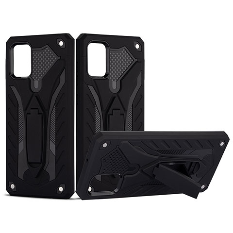 Coque Contour Silicone et Plastique Housse Etui Mat avec Support YF2 pour Samsung Galaxy A71 4G A715 Noir