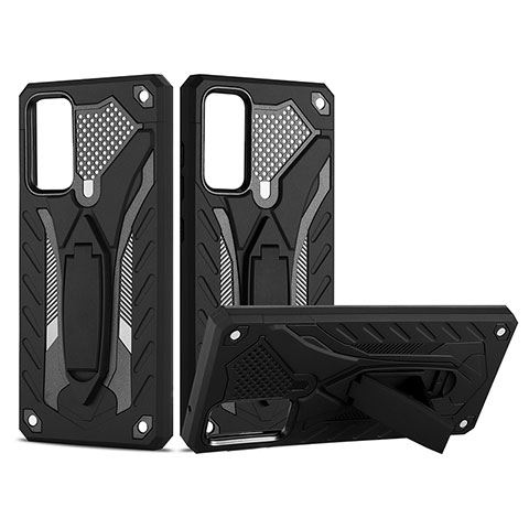 Coque Contour Silicone et Plastique Housse Etui Mat avec Support YF2 pour Samsung Galaxy S20 Lite 5G Noir