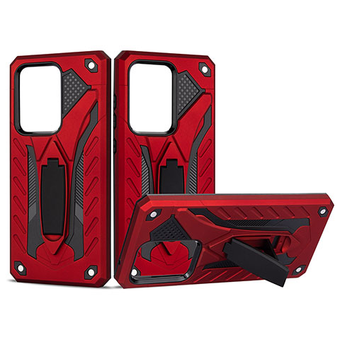 Coque Contour Silicone et Plastique Housse Etui Mat avec Support YF2 pour Samsung Galaxy S20 Ultra 5G Rouge