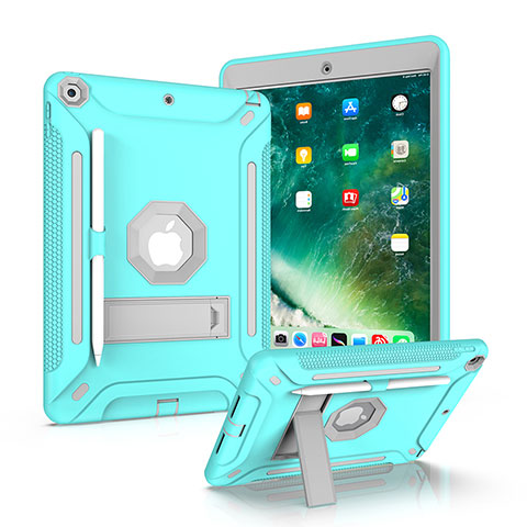 Coque Contour Silicone et Plastique Housse Etui Mat avec Support YJ2 pour Apple iPad 10.2 (2021) Bleu Clair