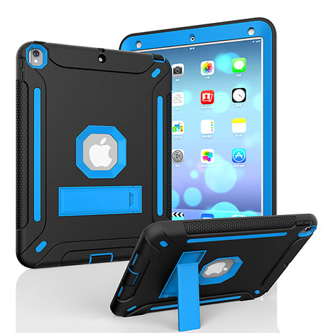 Coque Contour Silicone et Plastique Housse Etui Mat avec Support YJ2 pour Apple iPad Pro 10.5 Bleu et Noir