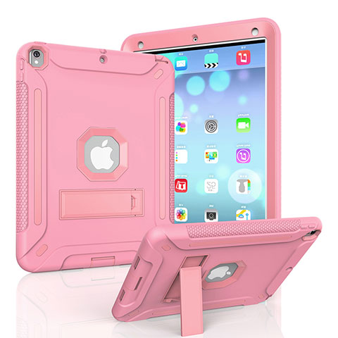 Coque Contour Silicone et Plastique Housse Etui Mat avec Support YJ2 pour Apple iPad Pro 10.5 Rose