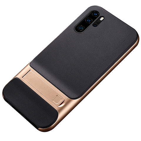 Coque Contour Silicone et Plastique Housse Etui Mat avec Support Z01 pour Huawei P30 Pro New Edition Or