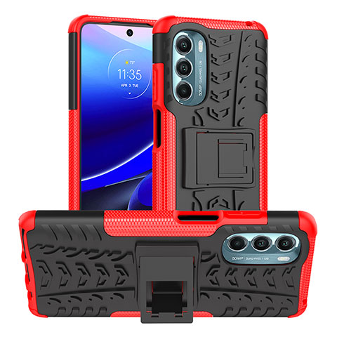 Coque Contour Silicone et Plastique Housse Etui Mat avec Support Z01 pour Motorola Moto G Stylus (2022) 4G Rouge