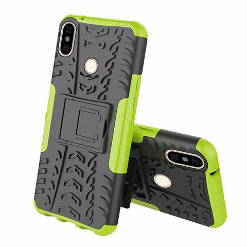 Coque Contour Silicone et Plastique Housse Etui Mat avec Support Z01 pour Xiaomi Mi 8 Vert