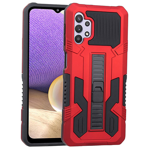 Coque Contour Silicone et Plastique Housse Etui Mat avec Support ZJ1 pour Samsung Galaxy A32 4G Rouge