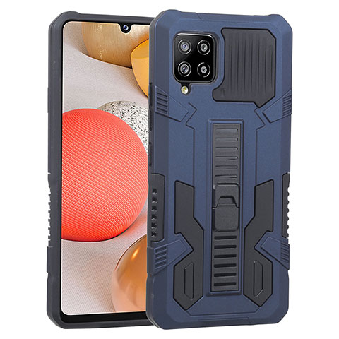 Coque Contour Silicone et Plastique Housse Etui Mat avec Support ZJ1 pour Samsung Galaxy A42 5G Bleu