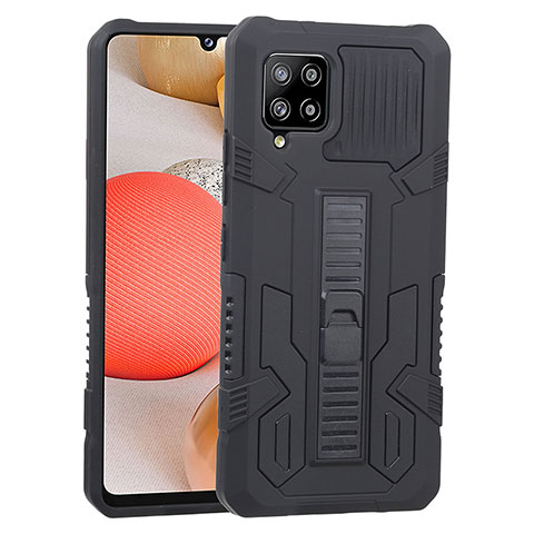 Coque Contour Silicone et Plastique Housse Etui Mat avec Support ZJ1 pour Samsung Galaxy A42 5G Noir