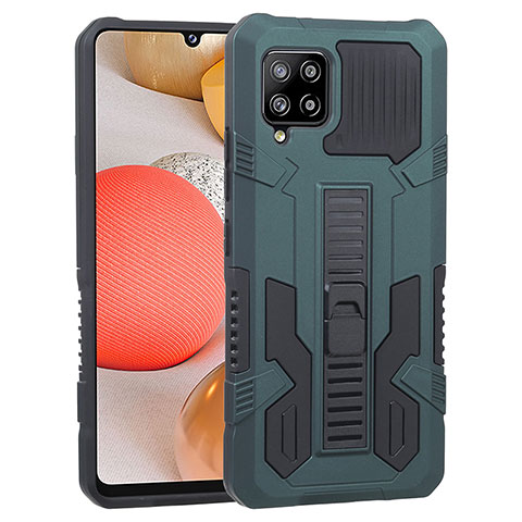 Coque Contour Silicone et Plastique Housse Etui Mat avec Support ZJ1 pour Samsung Galaxy A42 5G Vert