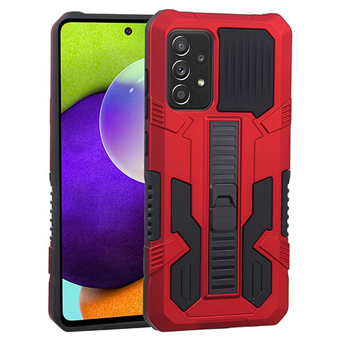 Coque Contour Silicone et Plastique Housse Etui Mat avec Support ZJ1 pour Samsung Galaxy A52 5G Rouge